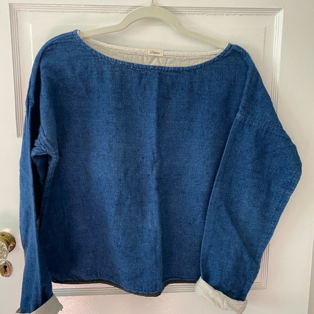 Minimalist Indigo Cotton Boatneck Top